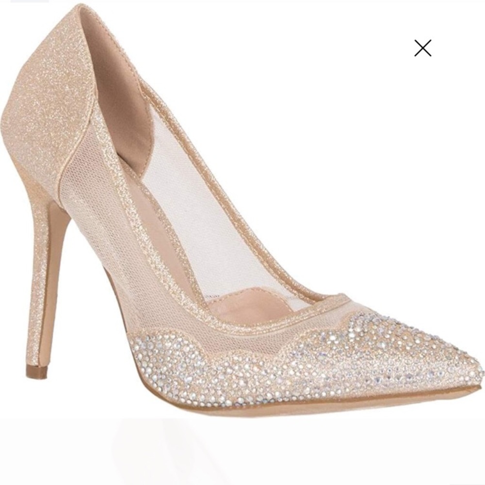 Lauren Lorraine Crystal Studded Mesh Heel 8/8.5 Wedding, Formal, Dance, Prom